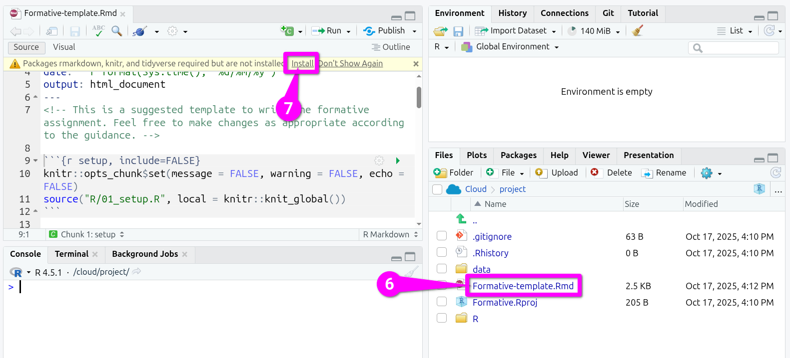 Open Rmd file and Install packages