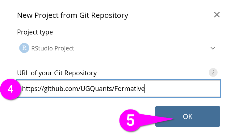 Copy/paste URL for template project
