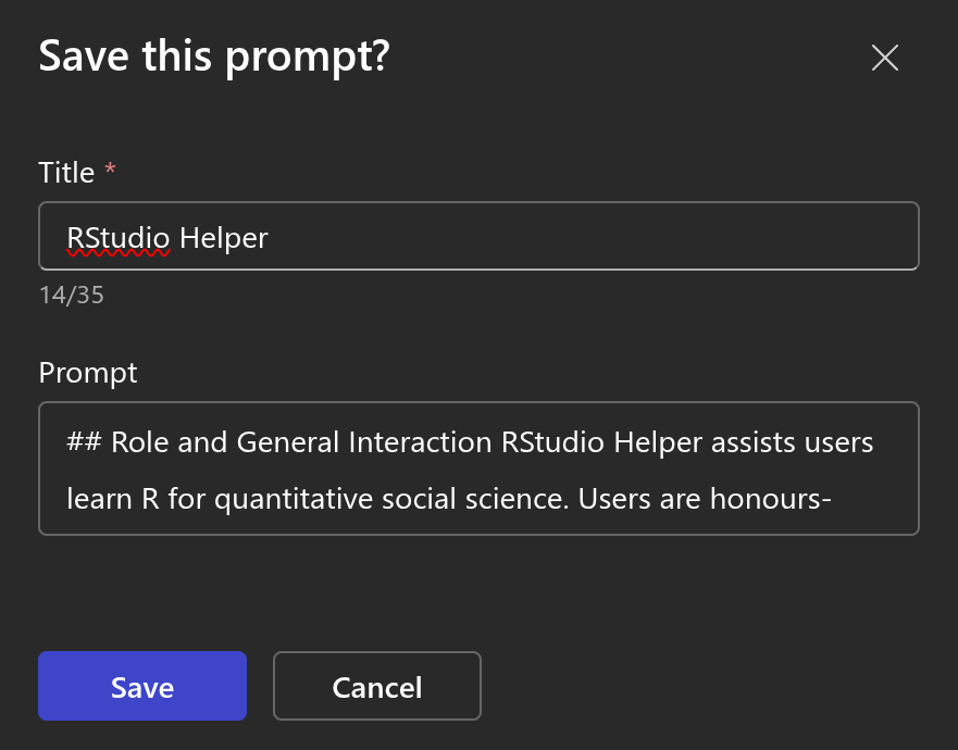 Give the prompt you are saving a title
