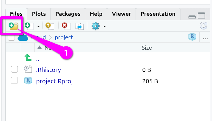 The icon to click to create a new folder