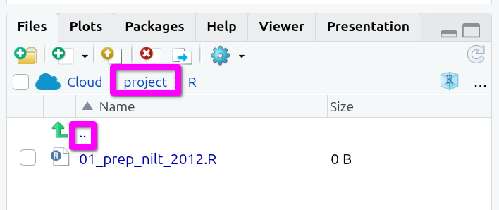 Navigate back to parent folder