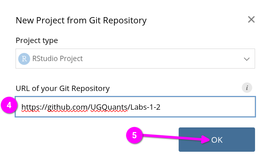 New Project from Git Repository dialogue