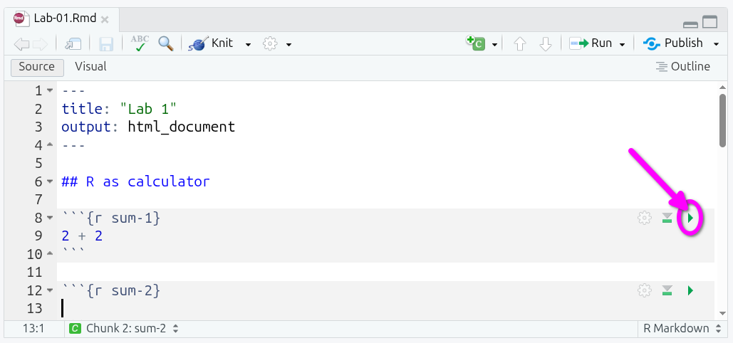Run current code chunk button