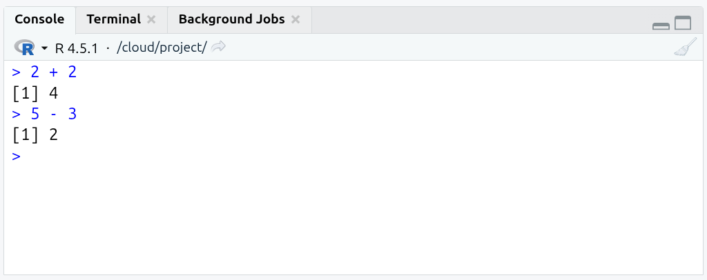 Running simple calculations in the Console