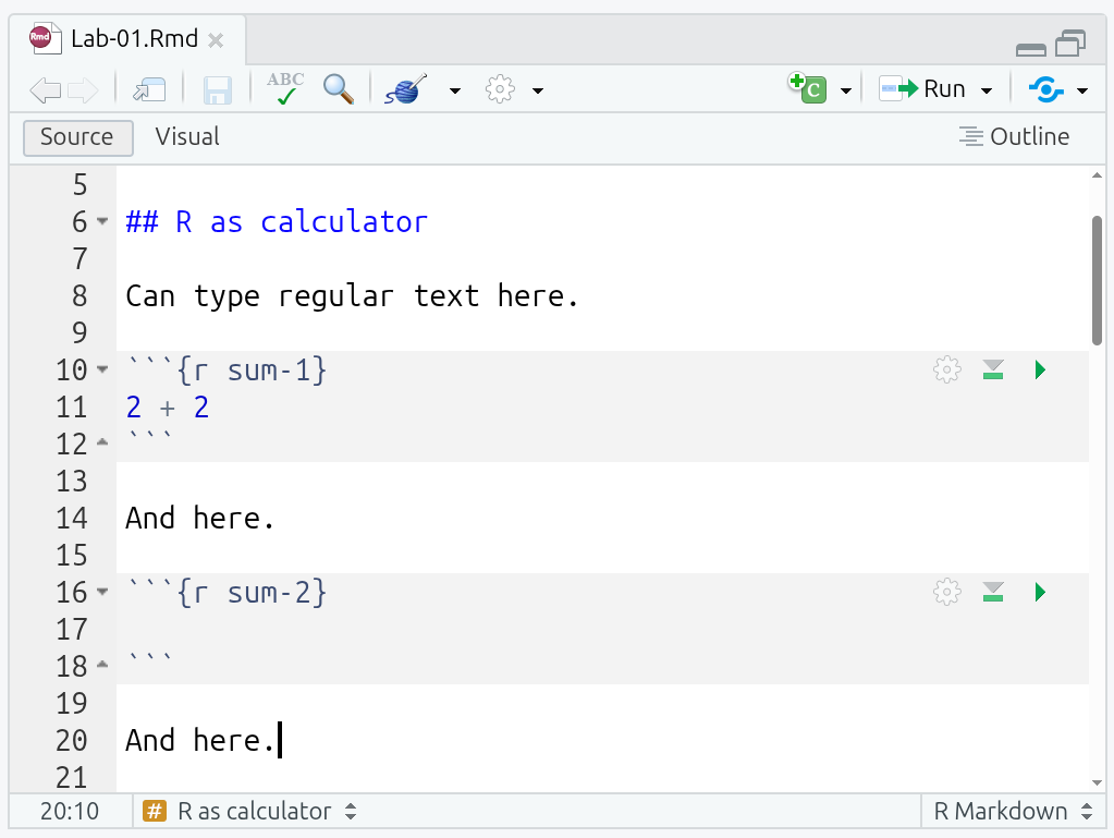 Adding regular text in R Markdown
