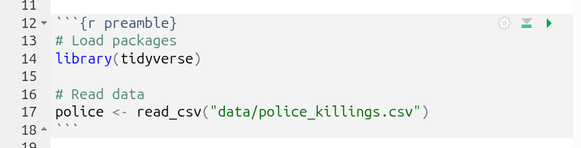 Preamble chunk with line added to read csv file.